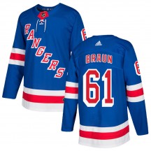 Men's Adidas New York Rangers Justin Braun Royal Blue Home Jersey - Authentic