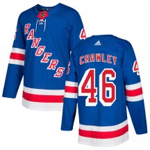 Men's Adidas New York Rangers Brandon Crawley Royal Blue ized Home Jersey - Authentic