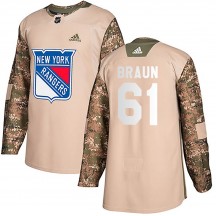Men's Adidas New York Rangers Justin Braun Camo Veterans Day Practice Jersey - Authentic