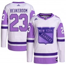 Youth Adidas New York Rangers Jeff Beukeboom White/Purple Hockey Fights Cancer Primegreen Jersey - Authentic