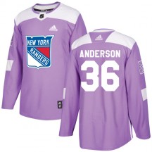 Men's Adidas New York Rangers Glenn Anderson Purple Fights Cancer Practice Jersey - Authentic