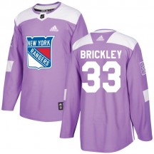 Men's Adidas New York Rangers Connor Brickley Purple Fights Cancer Practice Jersey - Authentic