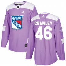 Men's Adidas New York Rangers Brandon Crawley Purple ized Fights Cancer Practice Jersey - Authentic
