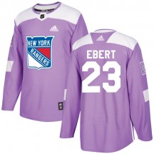Men's Adidas New York Rangers Nick Ebert Purple Fights Cancer Practice Jersey - Authentic