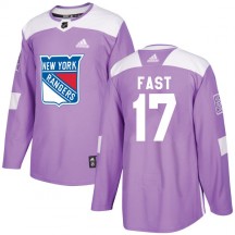 Men's Adidas New York Rangers Jesper Fast Purple Fights Cancer Practice Jersey - Authentic