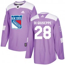 Men's Adidas New York Rangers Phil Di Giuseppe Purple Fights Cancer Practice Jersey - Authentic