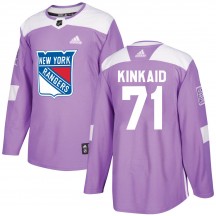 Men's Adidas New York Rangers Keith Kinkaid Purple Fights Cancer Practice Jersey - Authentic