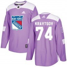 Men's Adidas New York Rangers Vitali Kravtsov Purple Fights Cancer Practice Jersey - Authentic