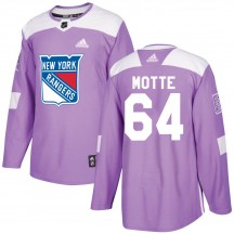 Men's Adidas New York Rangers Tyler Motte Purple Fights Cancer Practice Jersey - Authentic