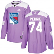 Men's Adidas New York Rangers Vince Pedrie Purple Fights Cancer Practice Jersey - Authentic