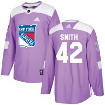 Men's Adidas New York Rangers Brendan Smith Purple Fights Cancer Practice Jersey - Authentic