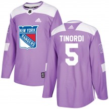 Men's Adidas New York Rangers Jarred Tinordi Purple Fights Cancer Practice Jersey - Authentic