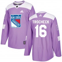 Men's Adidas New York Rangers Vincent Trocheck Purple Fights Cancer Practice Jersey - Authentic