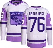 Men's Adidas New York Rangers Jonny Brodzinski Hockey Fights Cancer Jersey - Authentic