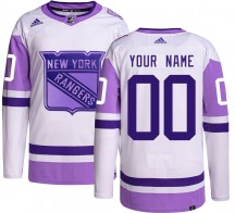 Men's Adidas New York Rangers Custom Custom Hockey Fights Cancer Jersey - Authentic
