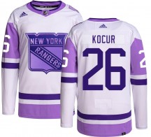 Men's Adidas New York Rangers Joe Kocur Hockey Fights Cancer Jersey - Authentic