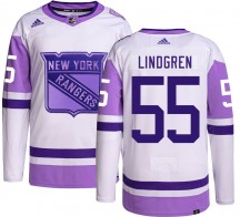 Men's Adidas New York Rangers Ryan Lindgren Hockey Fights Cancer Jersey - Authentic