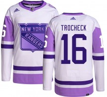 Men's Adidas New York Rangers Vincent Trocheck Hockey Fights Cancer Jersey - Authentic
