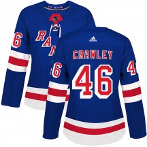 Women's Adidas New York Rangers Brandon Crawley Royal Blue ized Home Jersey - Authentic
