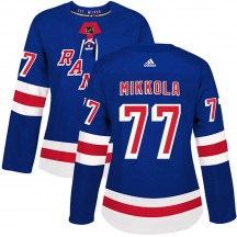 Women's Adidas New York Rangers Niko Mikkola Royal Blue Home Jersey - Authentic