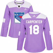 Women's Adidas New York Rangers Ryan Carpenter Purple Fights Cancer Practice Jersey - Authentic