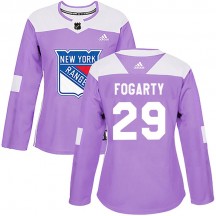 Women's Adidas New York Rangers Steven Fogarty Purple Fights Cancer Practice Jersey - Authentic
