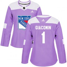 Women's Adidas New York Rangers Eddie Giacomin Purple Fights Cancer Practice Jersey - Authentic