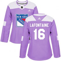 Women's Adidas New York Rangers Pat Lafontaine Purple Fights Cancer Practice Jersey - Authentic