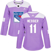 Women's Adidas New York Rangers Mark Messier Purple Fights Cancer Practice Jersey - Authentic