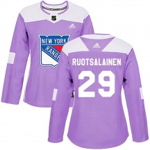 Women's Adidas New York Rangers Reijo Ruotsalainen Purple Fights Cancer Practice Jersey - Authentic