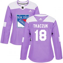 Women's Adidas New York Rangers Walt Tkaczuk Purple Fights Cancer Practice Jersey - Authentic