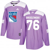 Youth Adidas New York Rangers Jonny Brodzinski Purple Fights Cancer Practice Jersey - Authentic