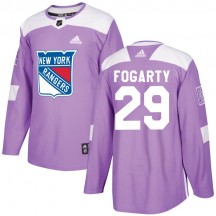 Youth Adidas New York Rangers Steven Fogarty Purple Fights Cancer Practice Jersey - Authentic