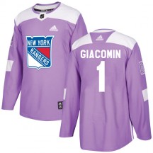 Youth Adidas New York Rangers Eddie Giacomin Purple Fights Cancer Practice Jersey - Authentic