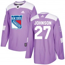 Youth Adidas New York Rangers Jack Johnson Purple Fights Cancer Practice Jersey - Authentic