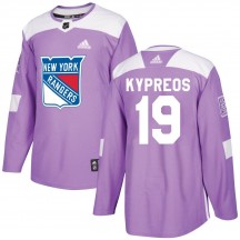 Youth Adidas New York Rangers Nick Kypreos Purple Fights Cancer Practice Jersey - Authentic