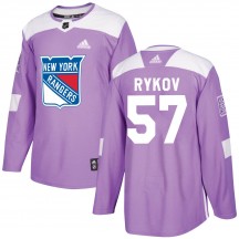 Youth Adidas New York Rangers Yegor Rykov Purple Fights Cancer Practice Jersey - Authentic