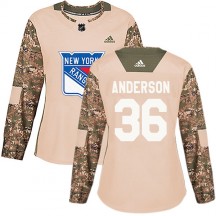 Women's Adidas New York Rangers Glenn Anderson Camo Veterans Day Practice Jersey - Authentic