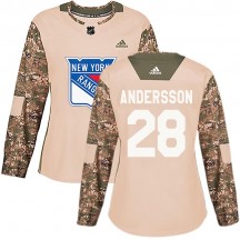 Women's Adidas New York Rangers Lias Andersson Camo Veterans Day Practice Jersey - Authentic
