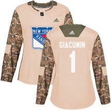 Women's Adidas New York Rangers Eddie Giacomin Camo Veterans Day Practice Jersey - Authentic