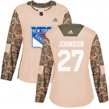 Women's Adidas New York Rangers Jack Johnson Camo Veterans Day Practice Jersey - Authentic