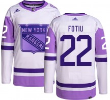 Youth Adidas New York Rangers Nick Fotiu Hockey Fights Cancer Jersey - Authentic