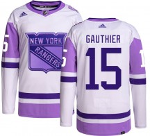 Youth Adidas New York Rangers Julien Gauthier Hockey Fights Cancer Jersey - Authentic