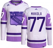 Youth Adidas New York Rangers Niko Mikkola Hockey Fights Cancer Jersey - Authentic