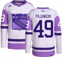 Youth Adidas New York Rangers Lauri Pajuniemi Hockey Fights Cancer Jersey - Authentic