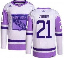 Youth Adidas New York Rangers Sergei Zubov Hockey Fights Cancer Jersey - Authentic