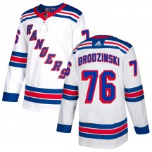 Men's Adidas New York Rangers Jonny Brodzinski White Jersey - Authentic