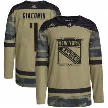 Men's Adidas New York Rangers Eddie Giacomin Camo Military Appreciation Practice Jersey - Authentic
