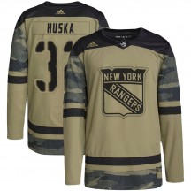 Men's Adidas New York Rangers Adam Huska Camo Military Appreciation Practice Jersey - Authentic