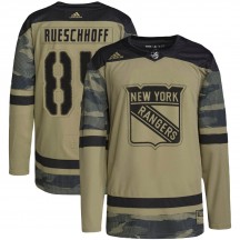 Men's Adidas New York Rangers Austin Rueschhoff Camo Military Appreciation Practice Jersey - Authentic